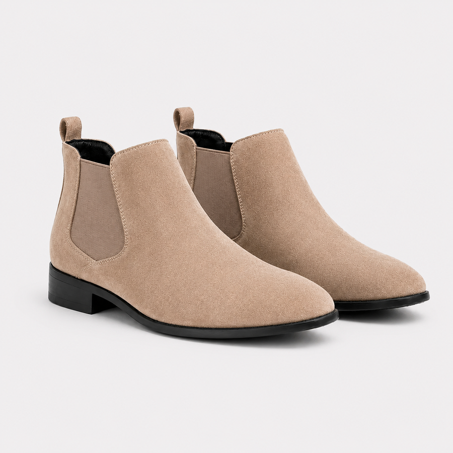 Men's Suede Chelsea Boots Comfortable Slip-On Casual Boots - Beige