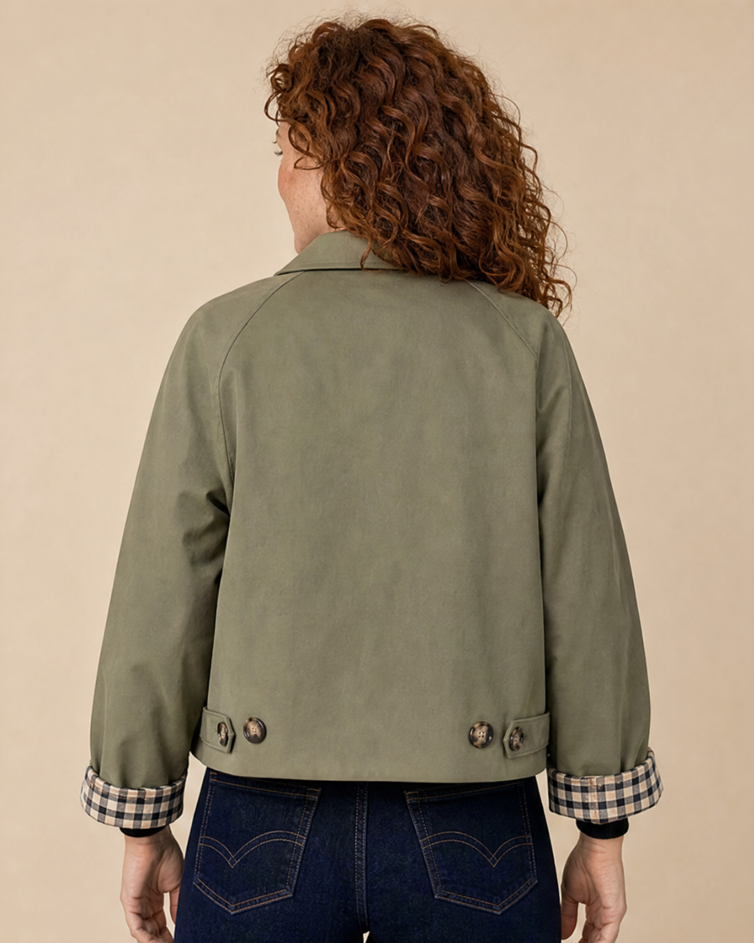 Bandalini Olivia women's cropped shacket jacket in a stylish, lightweight design with a button front and collar.