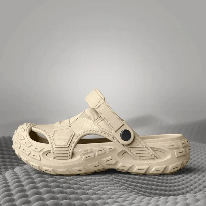 Men’s Bandalini tactical EVA clogs, lightweight closed toe outdoor slip-on sandals, shown in black with textured sole.