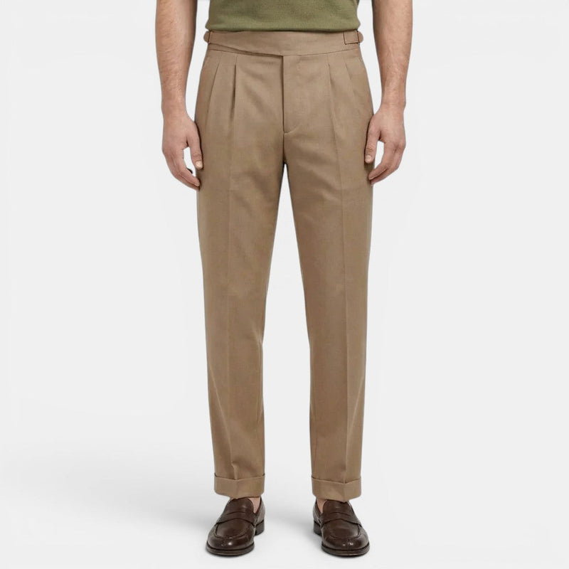 Men's tailored straight-fit trousers with subtle pleats - Bandalini