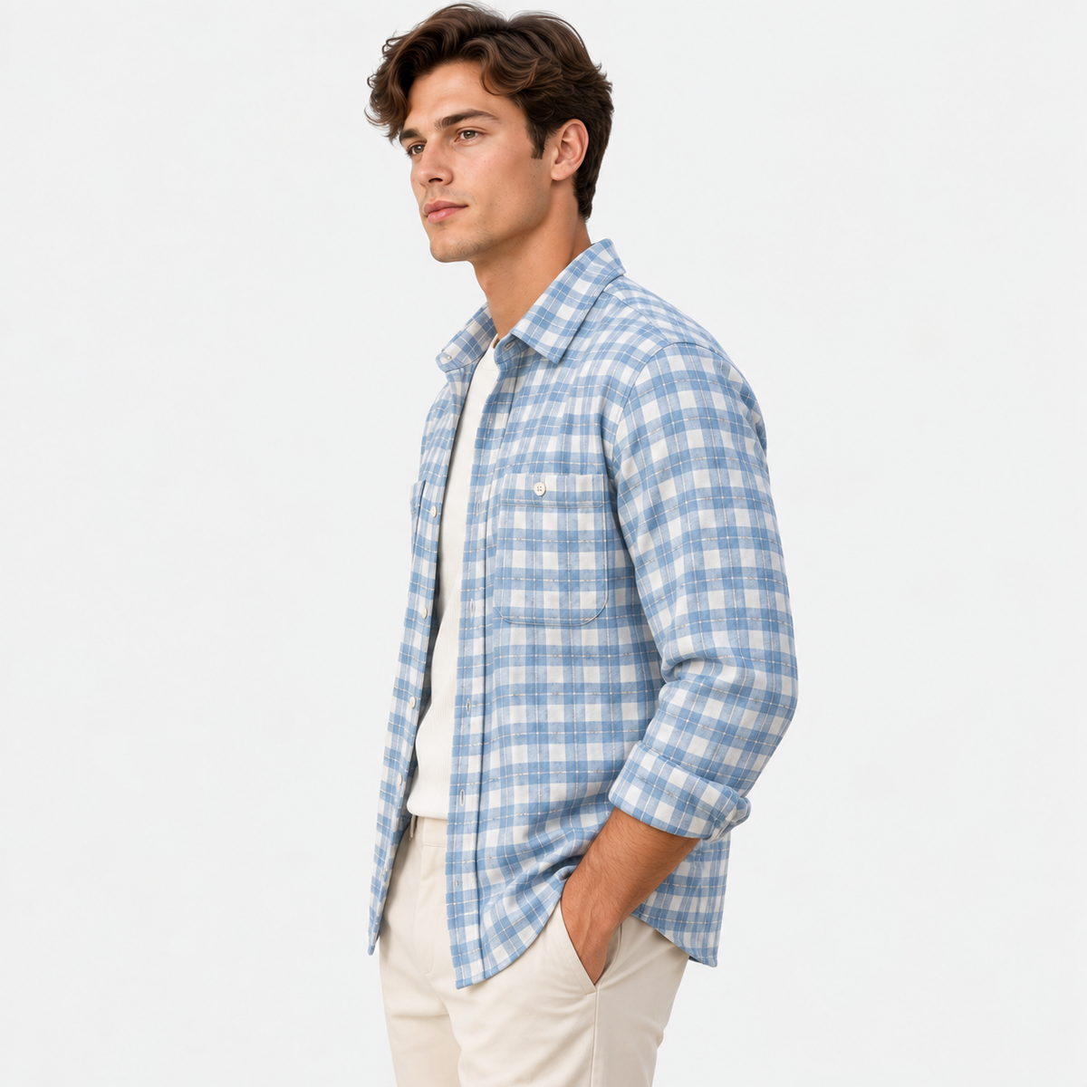 Men’s Flannel Shirt Soft Plaid Long Sleeve Casual Jacket