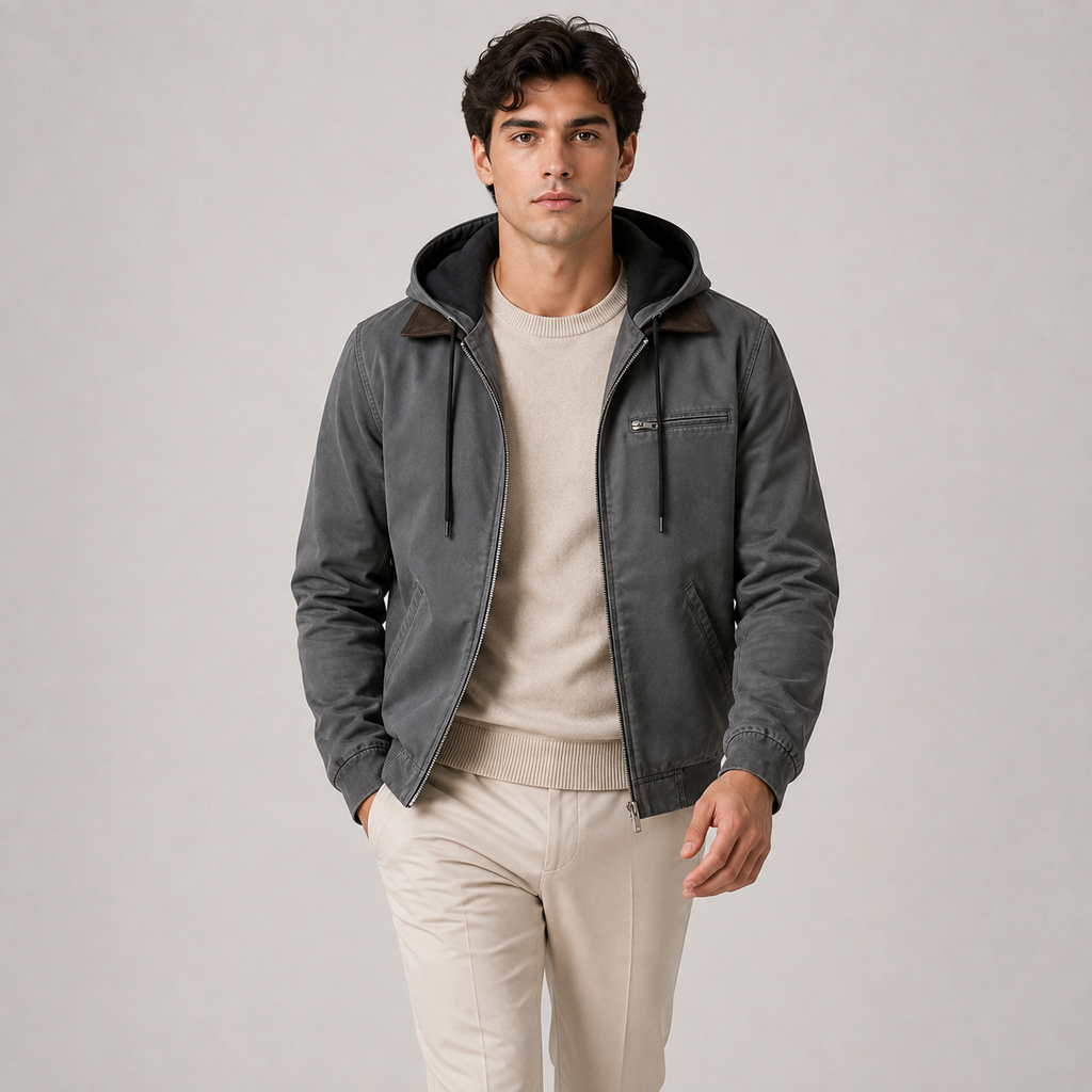 Men's Harrington Jacket Hooded Classic Cold Weather