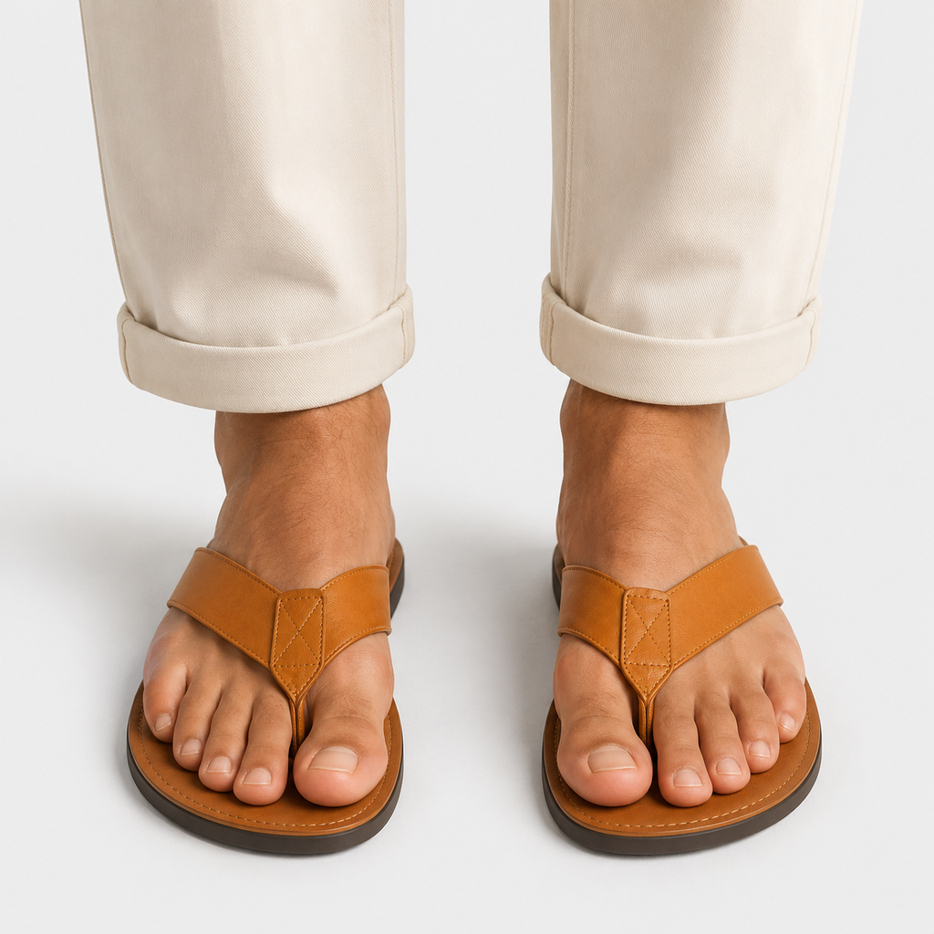 Men's Leather Sandals Comfortable Slip-On Casual Footwear