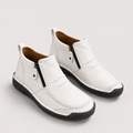 Men's Comfortable Leather Look Slip-On Shoes with Side Zipper