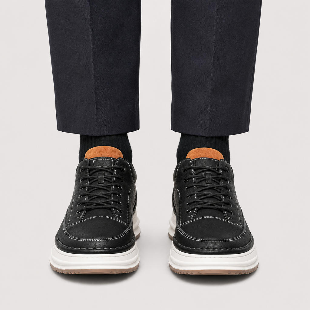 Men's Comfortable Leather Look Sneakers for Everyday Walking