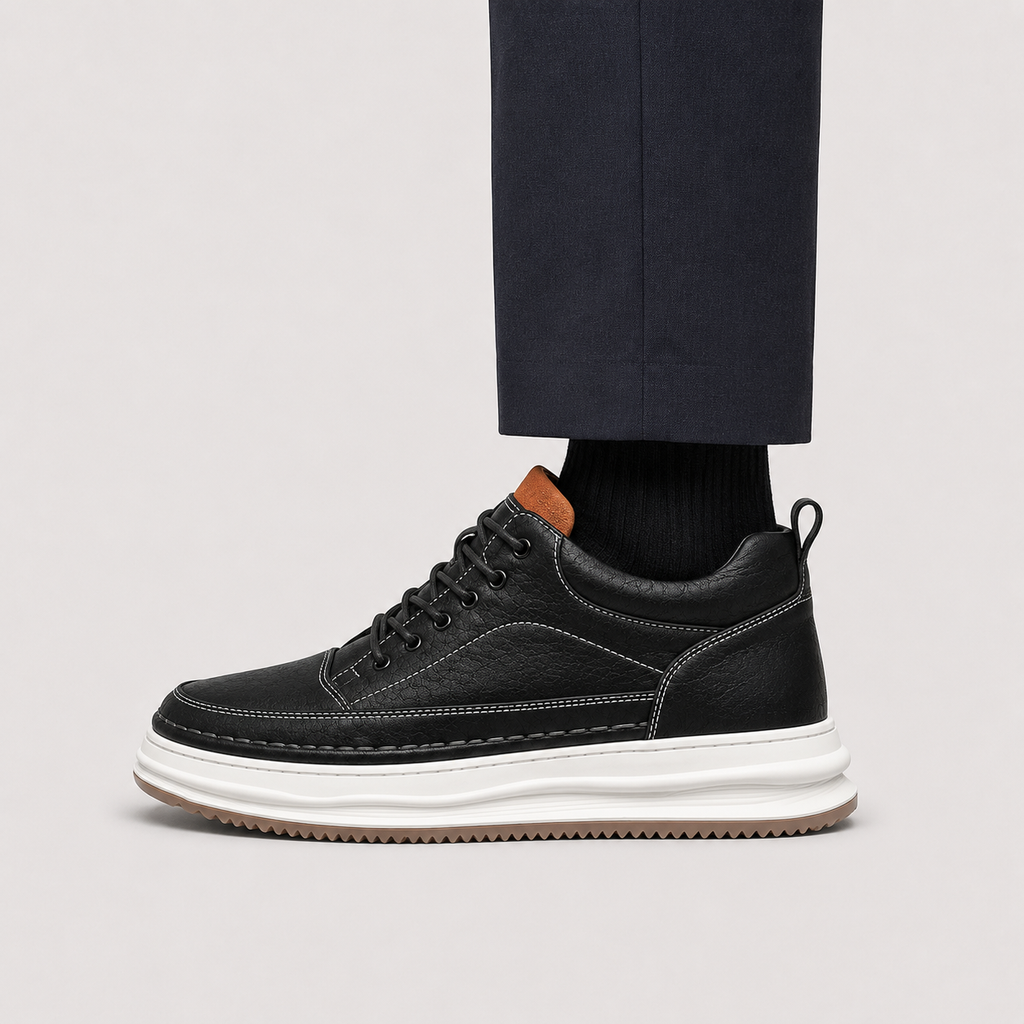 Men's Comfortable Leather Look Sneakers for Everyday Walking