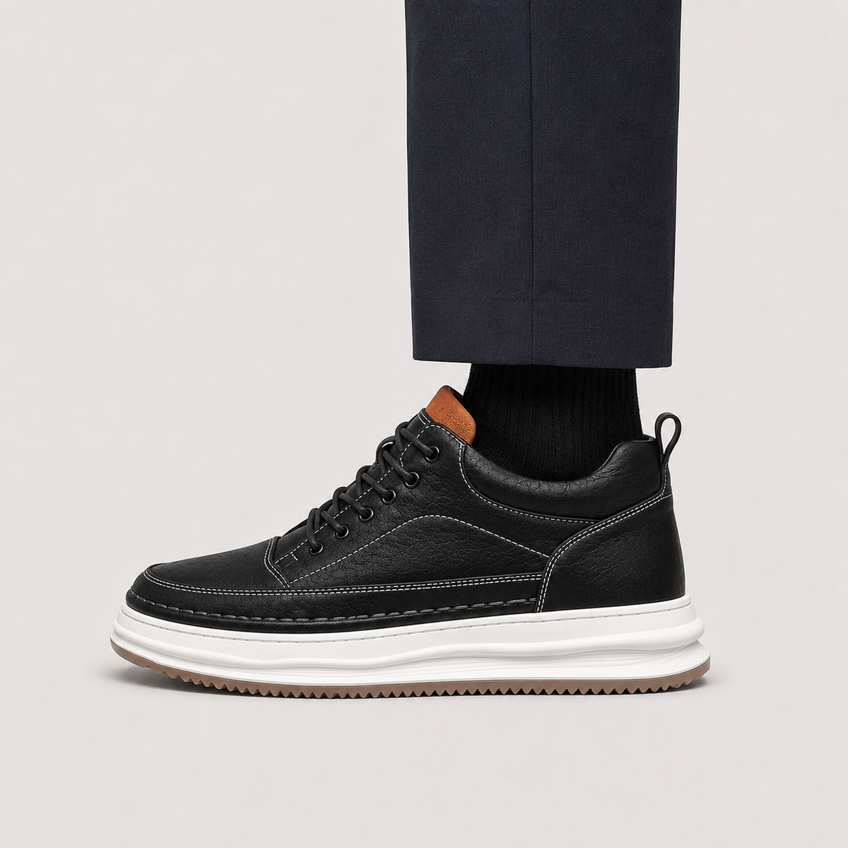 Men's Comfortable Leather Look Sneakers for Everyday Walking