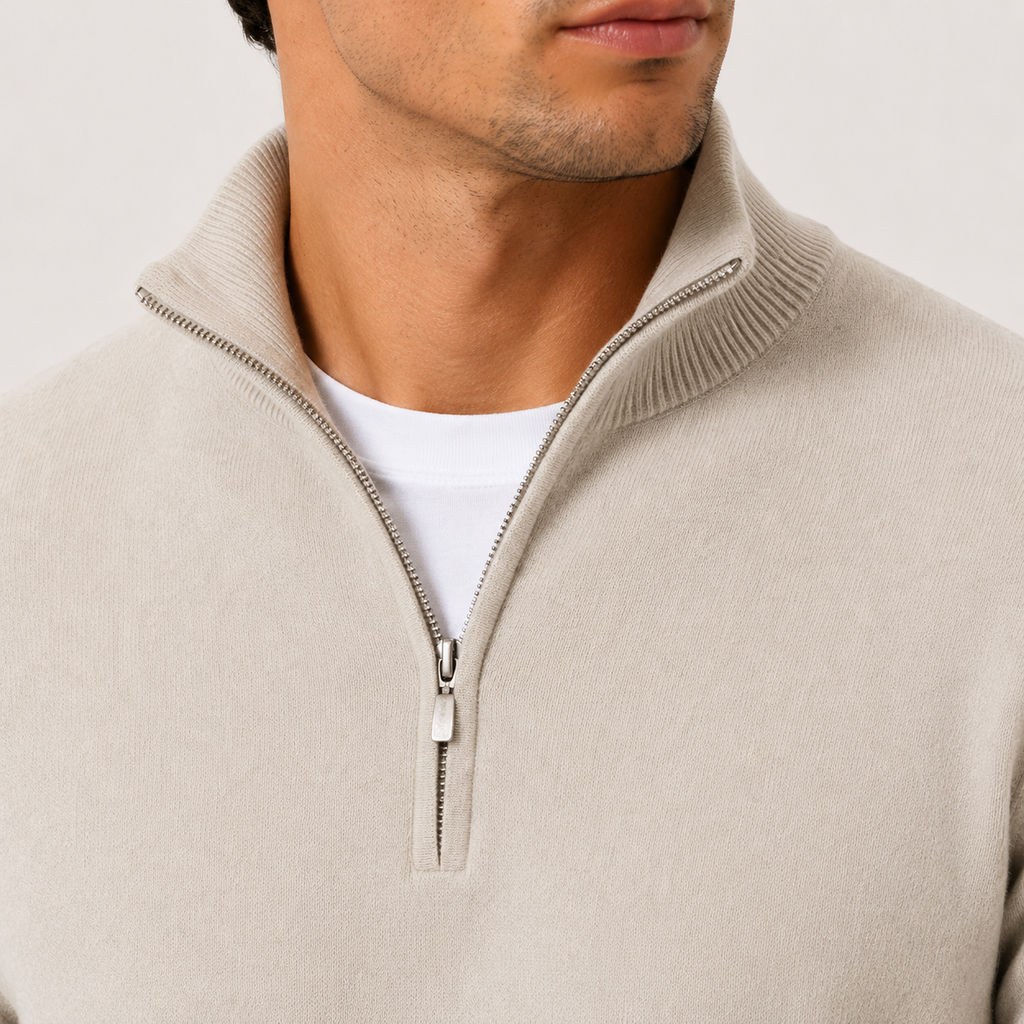 Men's Quarter Zip Knit Sweater Lightweight Warm Pullover