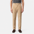 Men's Corduroy Pleated Trousers Classic Tailored Comfort Fit