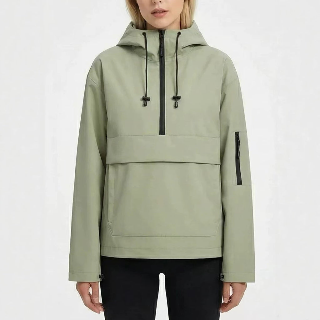Women's waterproof rain hoodie jacket by Bandalini, windproof rain jacket with hood, suitable for wet weather and outdoor activities.