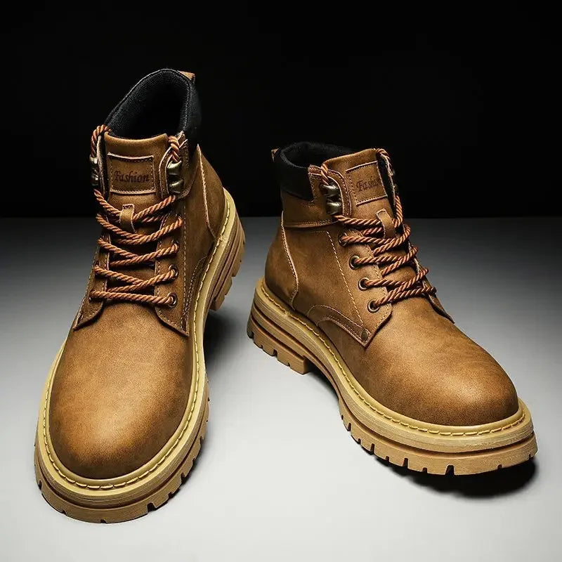 Men's Bandalini high top casual work boots with leather laces and slip-resistant sole, ideal for durable outdoor or work wear.