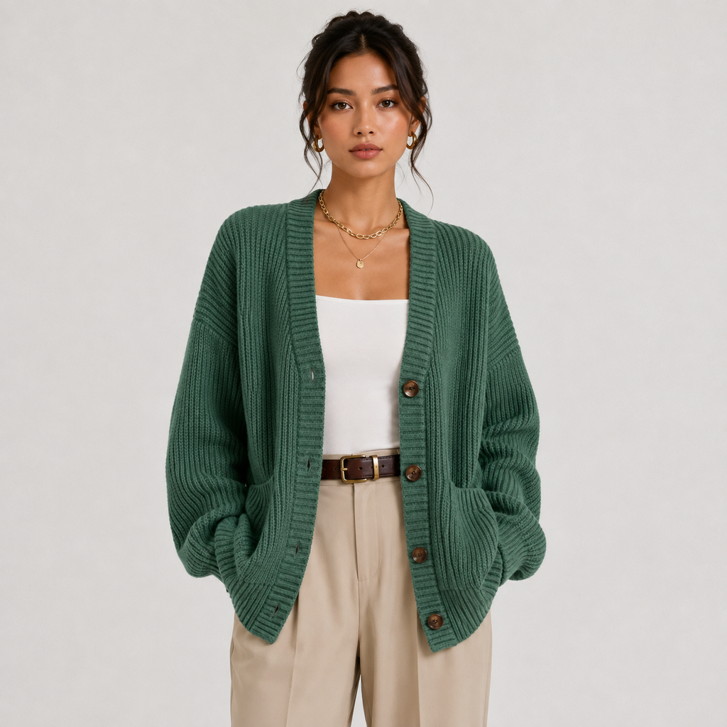 Women's Cardigan Sweater Knit Front Button Long Sleeve