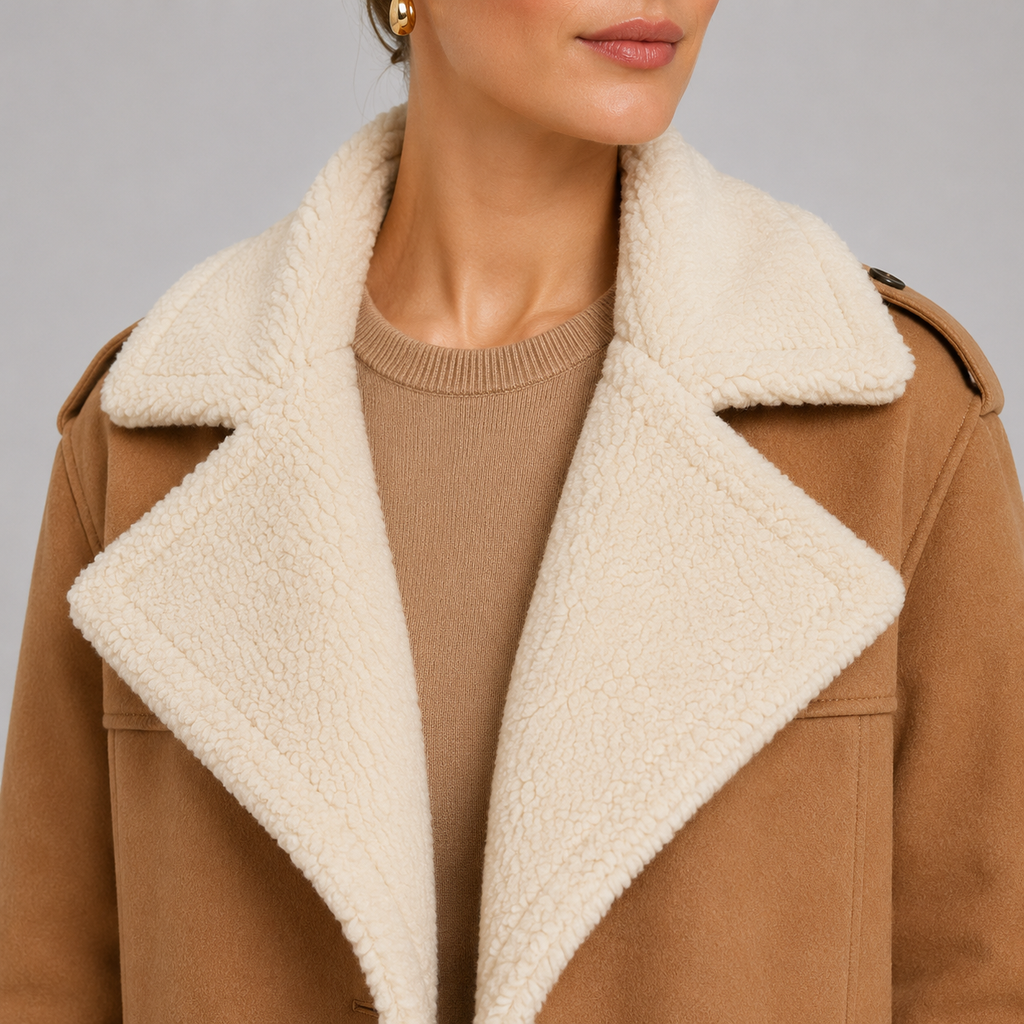Women's Classic Lapel Collar Coat Elegant Long Winter Jacket
