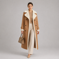 Women's Classic Lapel Collar Coat Elegant Long Winter Jacket