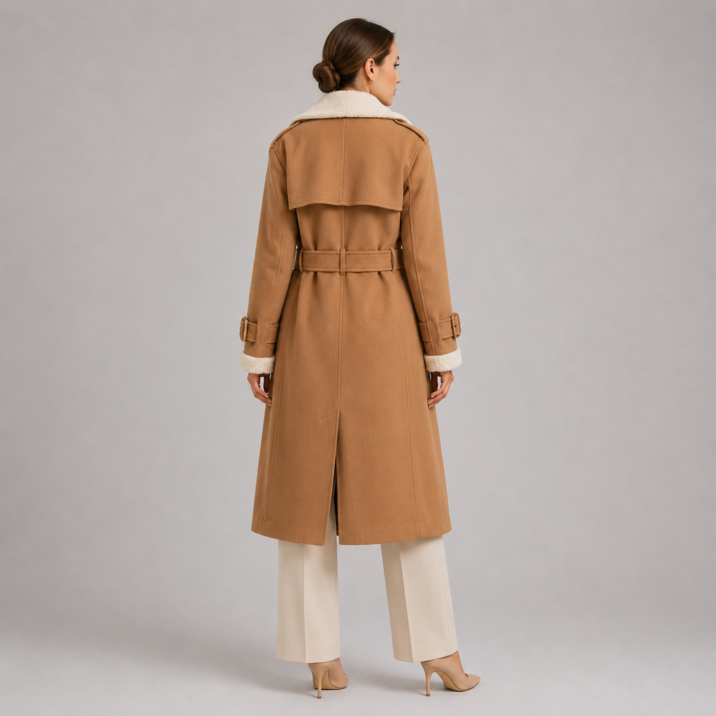 Women's Classic Lapel Collar Coat Elegant Long Winter Jacket