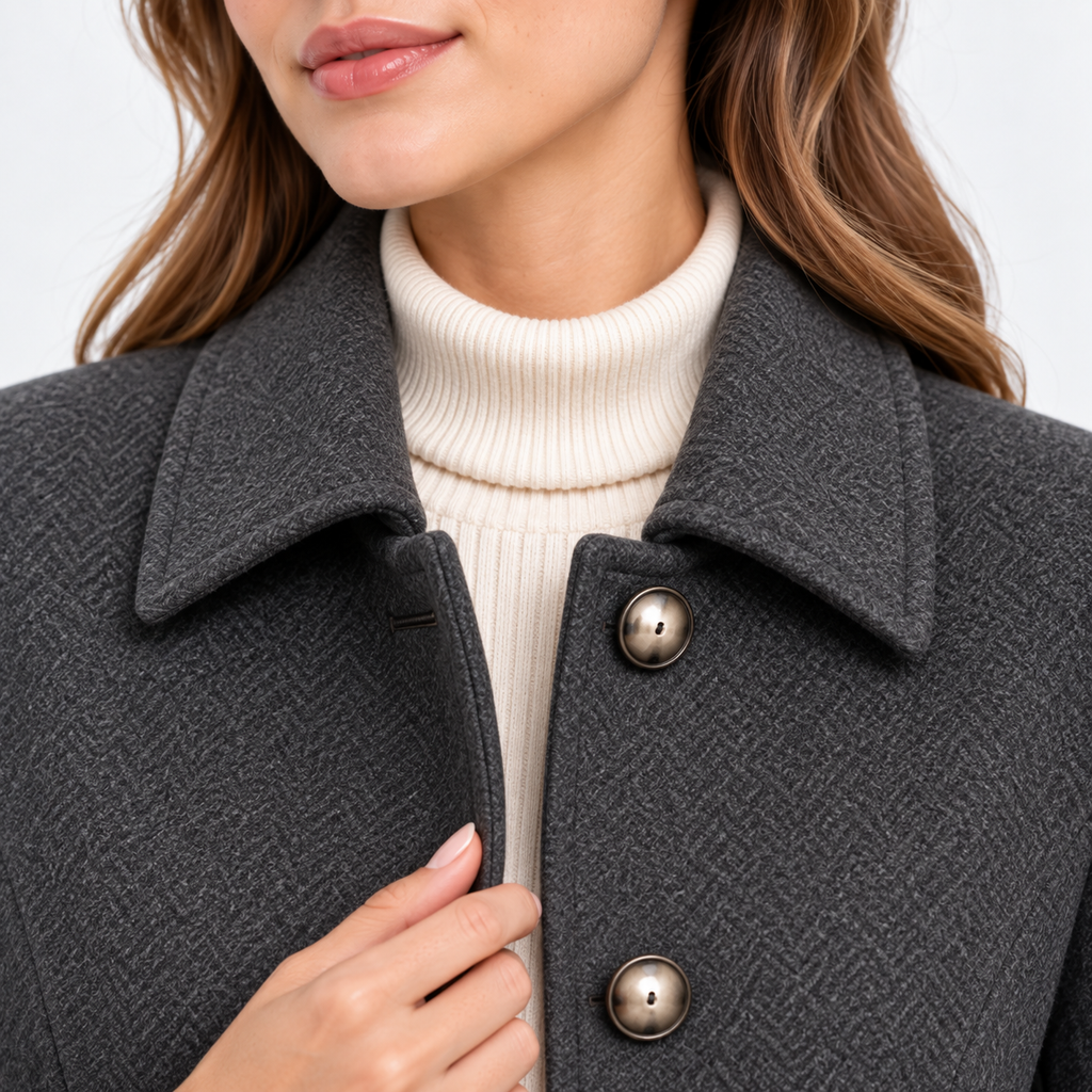 Women’s Mid-Length Coat Single Breasted Classic Outerwear