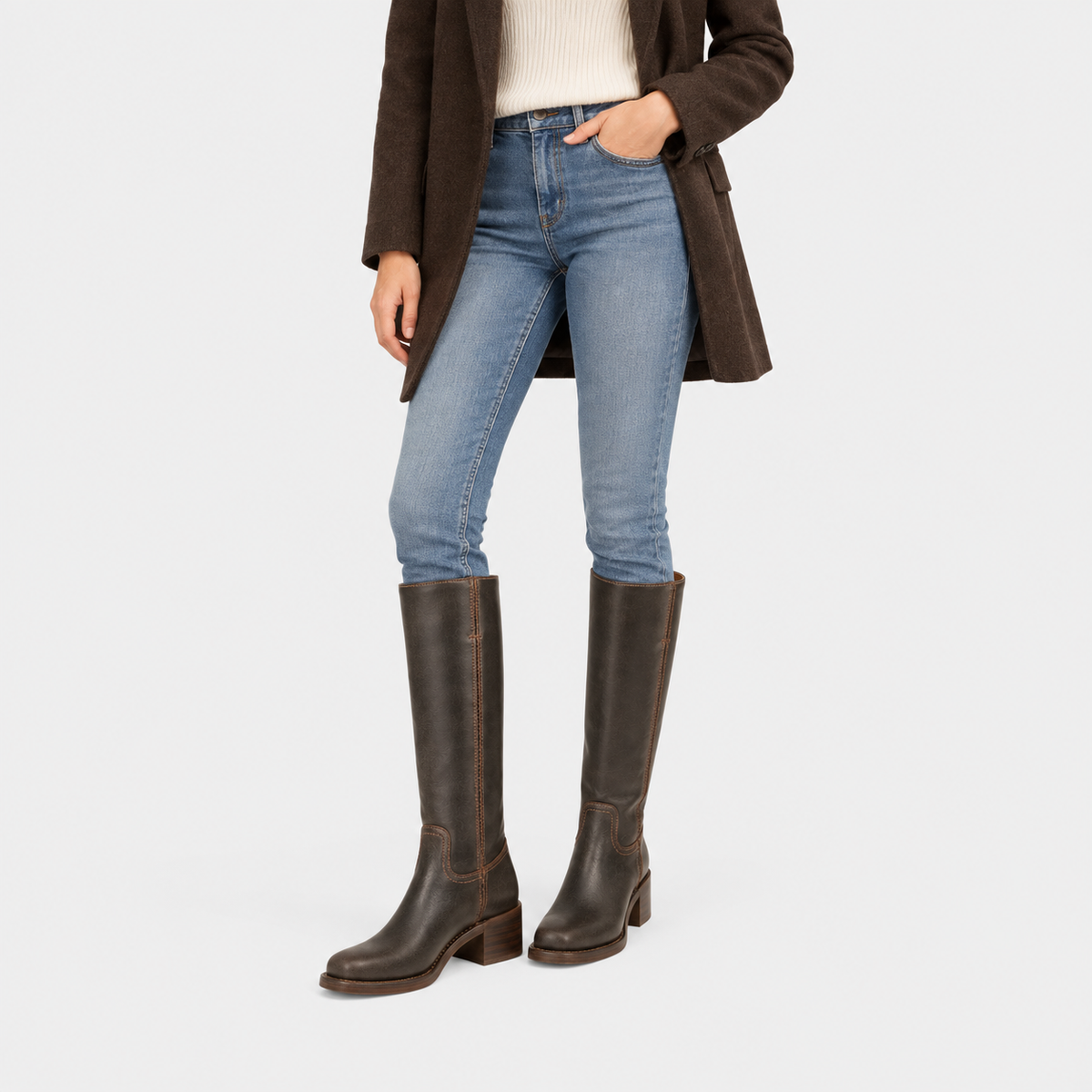 Women's Knee-High Boots – Classic Block-Heel Tall Boots