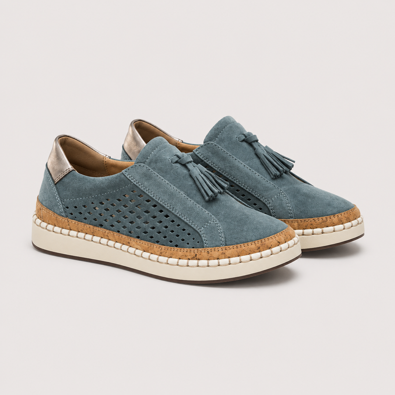 Blue lightweight slip-on loafer - women's everyday comfort shoe, Bandalini