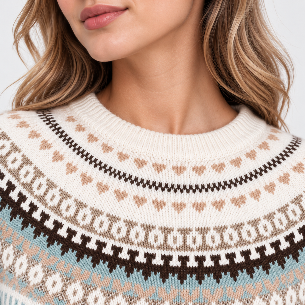 Women’s Fair Isle Sweater Nordic Pattern Warm Knitwear