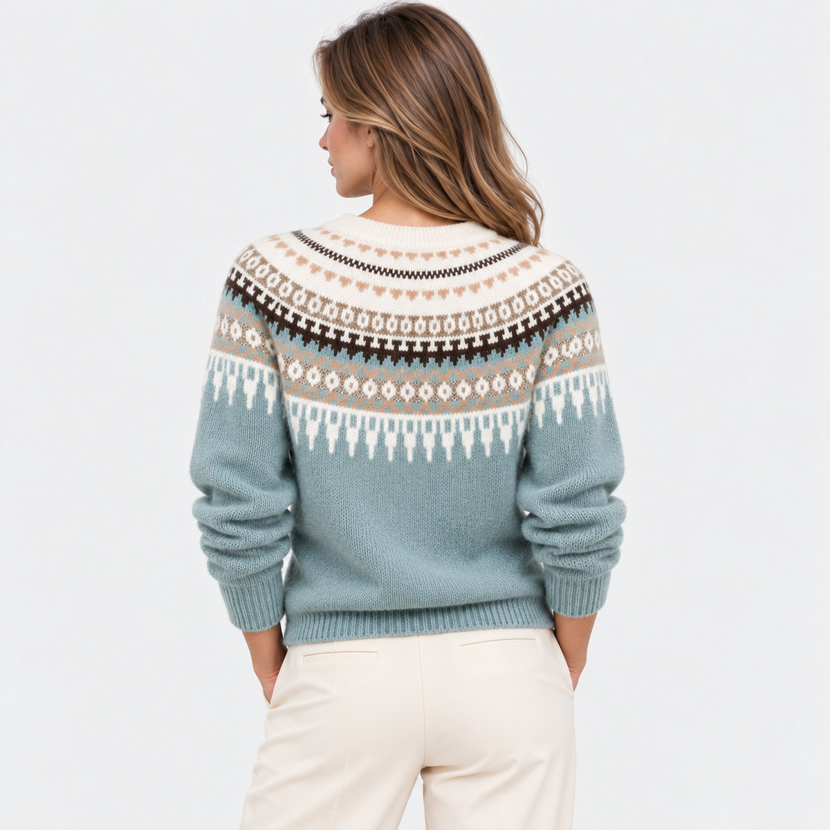 Women’s Fair Isle Sweater Nordic Pattern Warm Knitwear