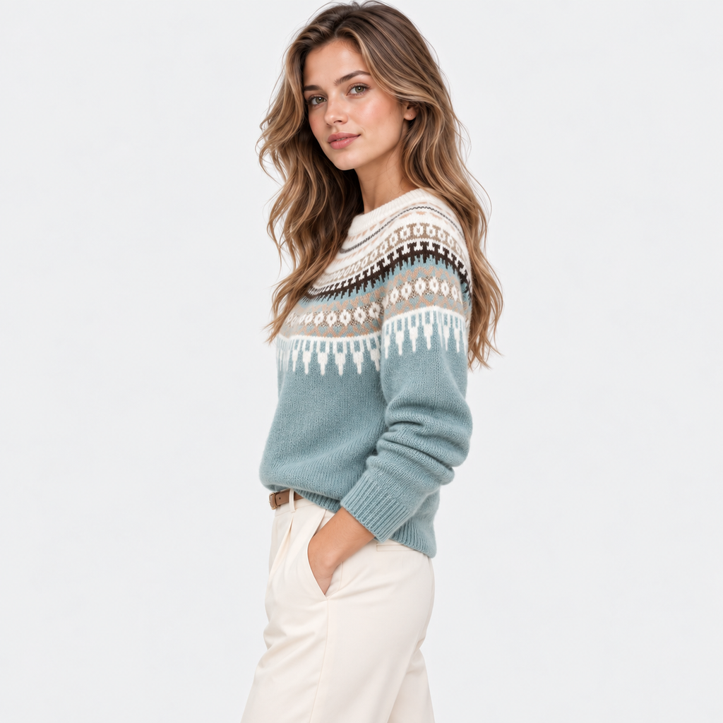 Women’s Fair Isle Sweater Nordic Pattern Warm Knitwear