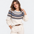 Women’s Fair Isle Sweater Nordic Pattern Crew Neck Knit