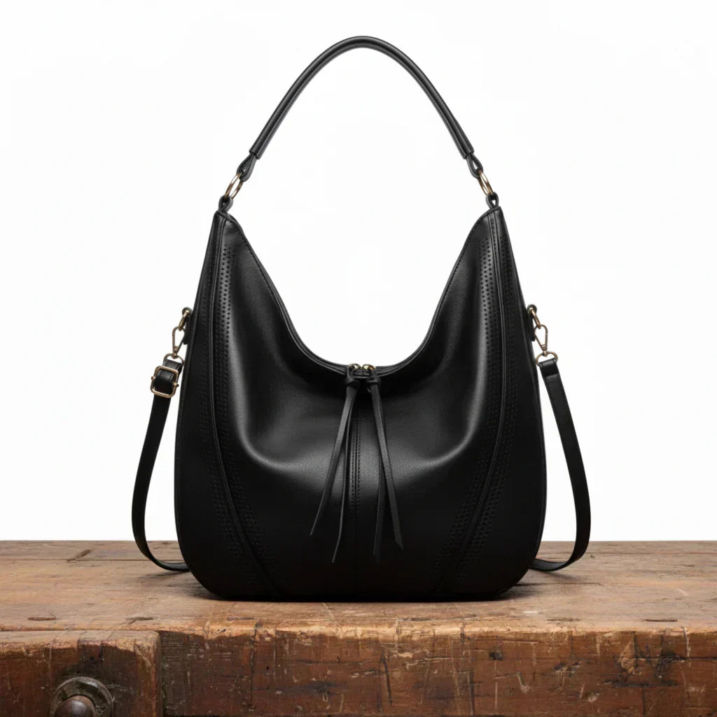 Brown leather hobo tote bag, adjustable strap - women's handbag, Bandalini